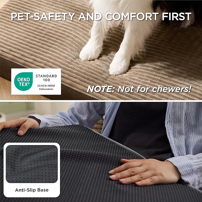 Bedsure XXL Dog Bed for Crate - Extra Large Orthopedic Pet Beds with Removable Machine Washable Cover, NOT Waterproof Egg Crate Foam Puppy Pad, Suitable for Pet Up to 100 lbs, 47"x29"