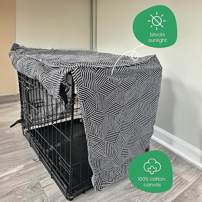 Molly Mutt Rough Gem Dog Crate Cover, 100% Cotton Canvas Cover with 2 Roll-Up Panels, Ideal for Dog or Cat Crate, Durable, Washable, and Free of Harmful Chemicals, 42" x 28" x 31"