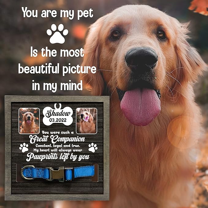 Customized Pet Memorial Picture Frame Dog Picture Loss Gift for Cat Love Personalized Memorial Pet Loss Sign Natural Wood New Puppy Best Dog Ever Gifts In Memory