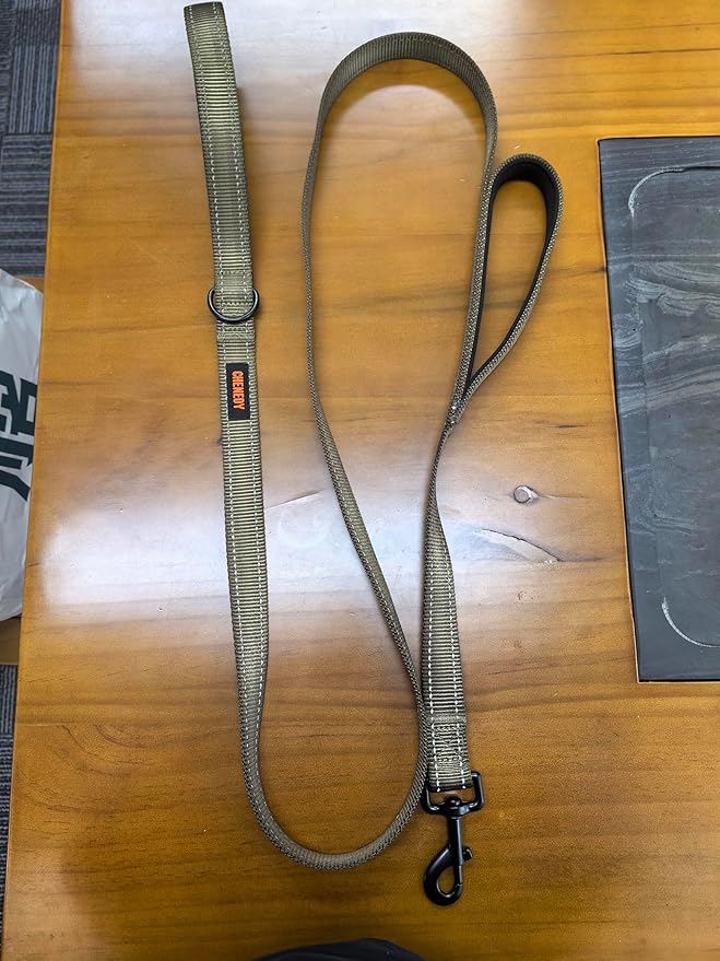 Heavy Duty Double Handle Leash - Reflective Training Lead for Large Breed Dogs (6FT Deep Green)