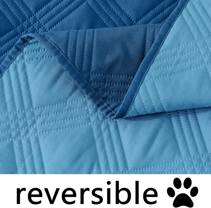 hyha Waterproof Dog Blanket, Reversible Pet Bed Blanket, Soft Sofa Couch Cover for Dogs Washable, Waterproof Pet Couch Covers for Sofa Puppy Cats Furniture Protector(82"x82", Navy Blue/Blue)