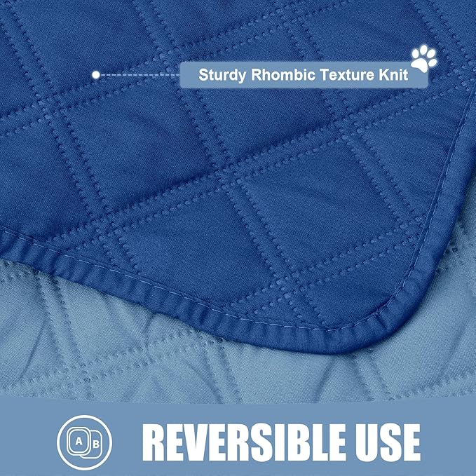 Smiry Waterproof Dog Bed Cover Pet Blanket, Soft Washable Dog Blanket for Furniture Bed Couch Sofa Reversible, Checkered (30"x70", Navy/Blue)