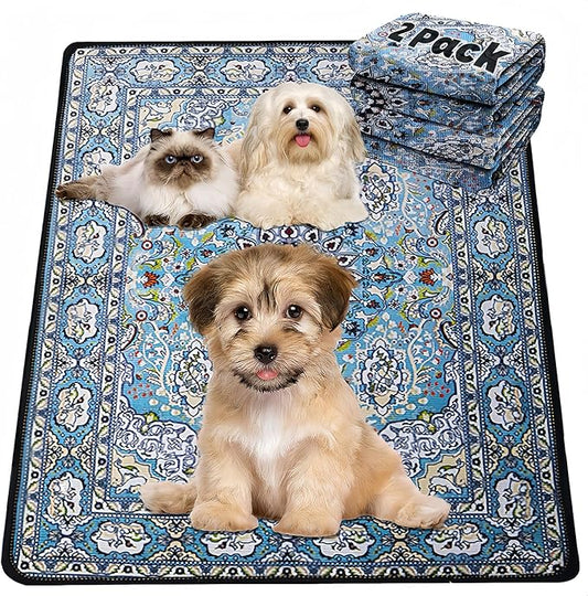 Washable Dog Pee Pads - 2 Pack. Reusable, Non-Slip. Pet Training Pad, Suitable for Puppy Playpens, Crates, Whelping Boxes, and Toilet Training（35.4"x23.6"）