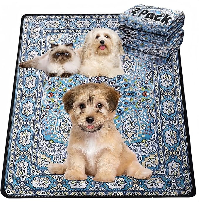 Washable Dog Pee Pads - 2 Pack. Reusable, Non-Slip. Pet Training Pad, Suitable for Puppy Playpens, Crates, Whelping Boxes, and Toilet Training（23.6"x17.7"）