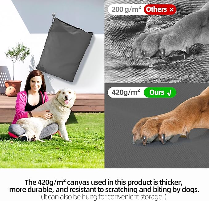 Sytopia 30-Inch Canvas Outdoor Dog Bed for Medium Dogs– Heavy-Duty Waterproof, Chew-Proof & Washable, Removable Cover, Ideal for Crate, Patio, Indoor & Outdoor Adventures (Dark Grey)