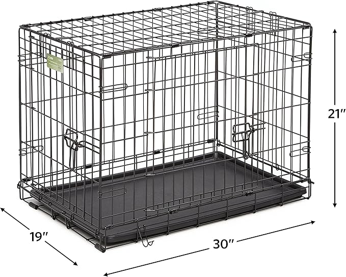 Midwest Homes for Pets 1530DD-KIT 2 Door iCrate Pet Bed, Cover & 2 Bowls, 30" Kit/Medium Dog Breed