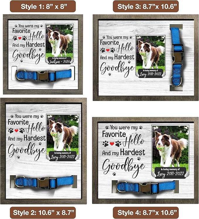 Bfi Gift Personalized Dogs Picture Frame Collar Keepsake Memorial Pet Frames Bereavement Gifts Wood Frame Deceased Dogs Gifts Grieving Pet Passing Away Picture Upload Meaningful Birthday Idea