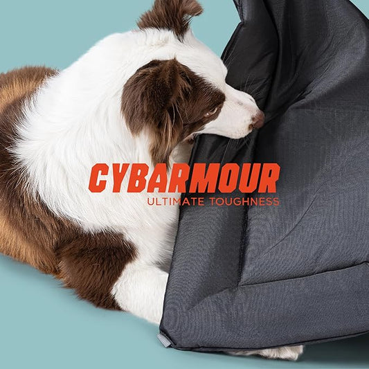 Cybarmour Chew Proof Dog Crate Pad - Outdoor Indestructible Dog Bed - Tough - Potable - Machine Washable - Water & Dirt-Resistant - Jumbo Breeds & Fits 54-Inch Crate - 53"x35", Black