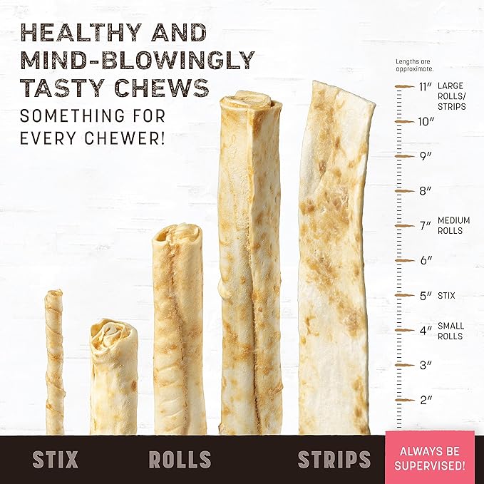 Earth Animal No Hide Strips - Natural Rawhide Free Dog Chew Strips, Salmon Free - 16 Count