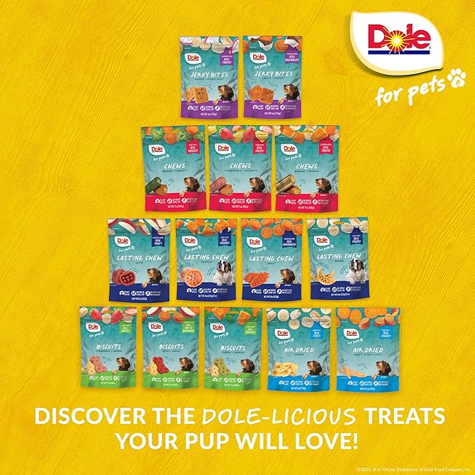 Dole for Pets Fruit Jerky Bites Dog Treats, Banana and Dragon Fruit, 6oz | Flavored with Real Fruits, No Wheat, Corn, Soy, Artificial Flavors, Colors, or Preservatives