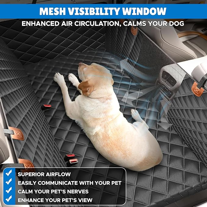 EcoNour Hard Bottom Back Seat Extender for Dogs | Holds 400 Lbs Fits Sedan, SUV and Truck | Waterproof Backseat Cover for Dogs in Car | Seat Protector for Dog | Car Dog Hammock Cradle - 51x63 inches