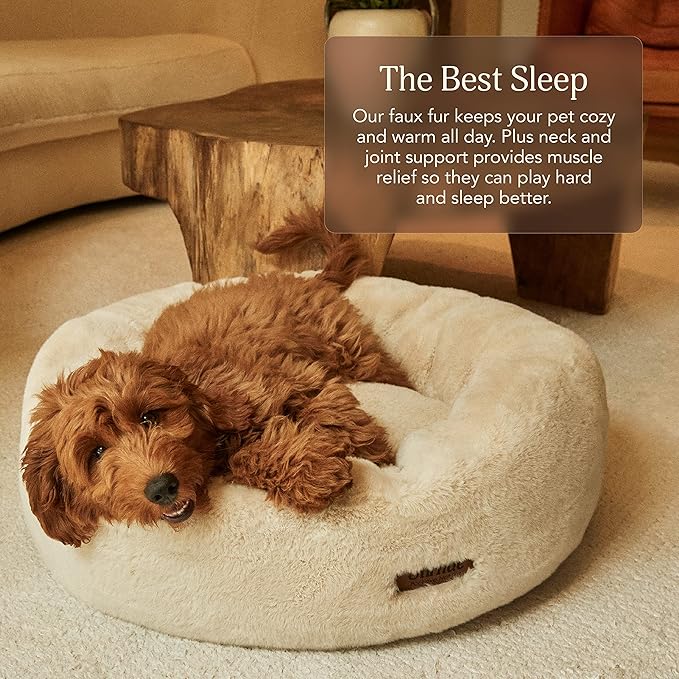 UnHide Floof Pet Bed - XL (40"x14") - Extra Soft Dog Bed - Removable Faux Fur Cover - Machine Washable - Helps Ease Pet Anxiety & Provides The Perfect Sleep - Leopard