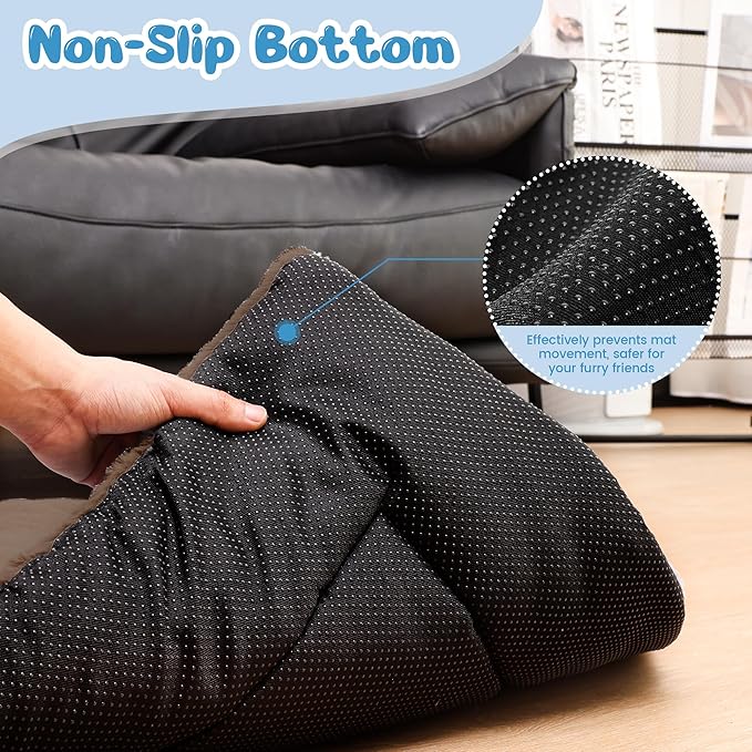 Dog Bed, Dog Crate Mat Washable, Ultra Soft & Anti-Slip S Dogs Bed Fit Dogs Crates & Kennels (Curry, 48.0" L x 30.0" W x 1.5" Th)