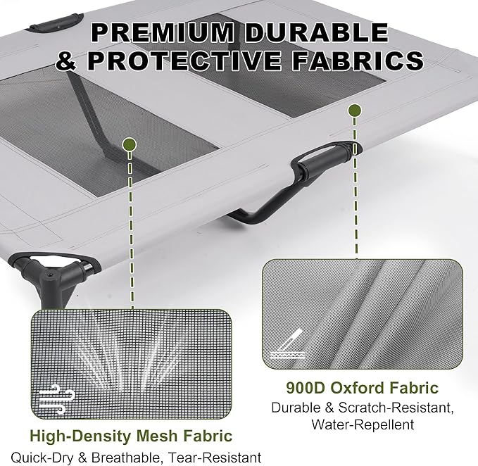 Medium Outdoor Dog Bed with UV Canopy, Elevated Pet Cot for Dogs up to 78 Lbs, Waterproof and Scratch-Resistant Raised Dog Tent with Breathable Mesh for Backyard, Patio, Camping or Indoor Use