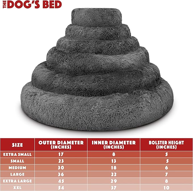 The Dog's Bed Replacement Cover ONLY for The Dog’s Bed Sound Sleep Donut Dog Bed, Grey Fur XXL, Veterinary Approved