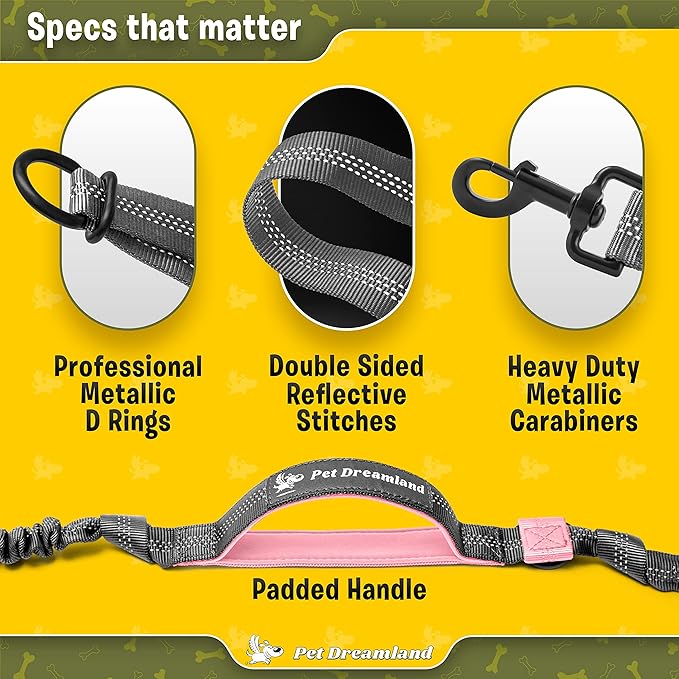 Exquisite Hands-Free Leash for Medium Dogs: Perfect for Active Pet Owners Comfortable, Durable & Ideal for Running, Walking, Hiking. Premium Dog Waist Leash with Bungee. Must-Have Dog Gear