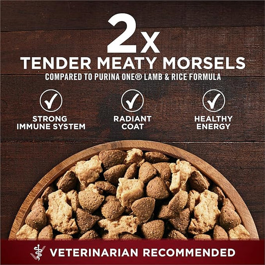 Purina ONE Natural High Protein Dry Dog Food Dry True Instinct with Real Beef and Salmon With Bone Broth and Added Vitamins, Minerals and Nutrients - (Pack of 4) 3.8 lb. Bags