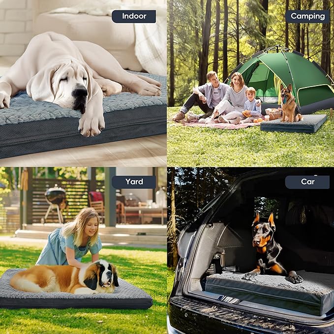 Sytopia Indestructible 44" Dog Bed for Large Dogs – Waterproof, Washable, Removable Cover, Thick Orthopedic Support, Durable Multi- Size Comfort Clearance Indoor Flat Dog Bed