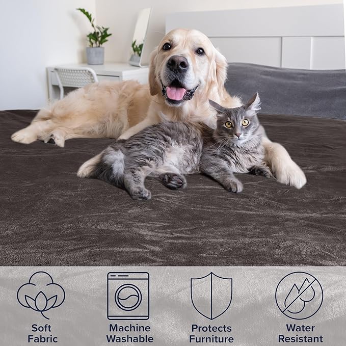 PETMAKER Dog Blanket - 80x100in Reversible Sherpa Blanket - Throw Blankets for Bed, Couch, or Car - Machine Washable Puppy Essentials (Charcoal)