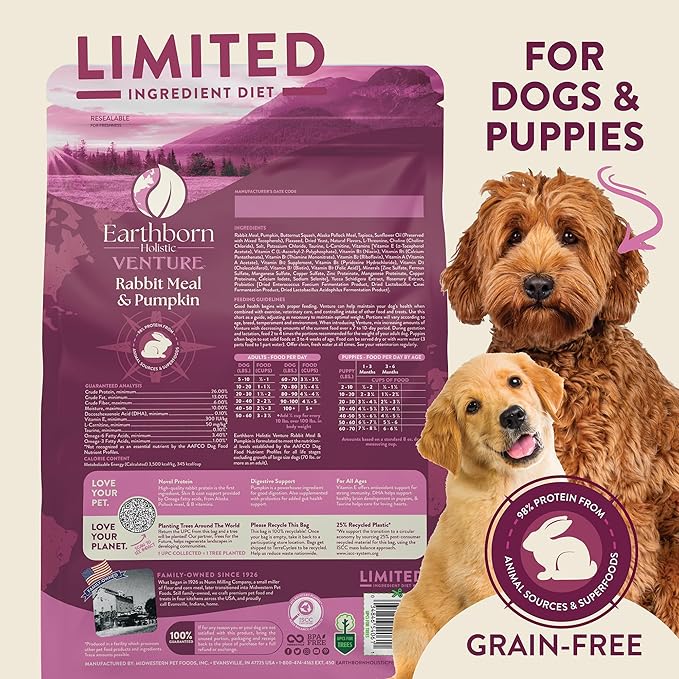 Earthborn Holistic Venture Rabbit Meal & Pumpkin 25 lb. Limited Ingredient Grain-Free Dry Dog Food