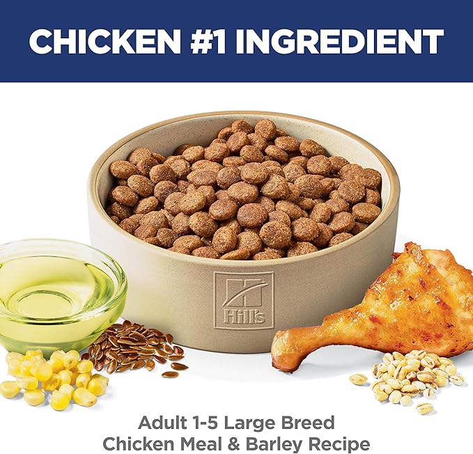 Hill's Science Diet Large Breed Adult Dry Dog Food 1-5, Quality Protein for Joint Support & Lean Muscles, Chicken & Barley, 15 lb. Bag