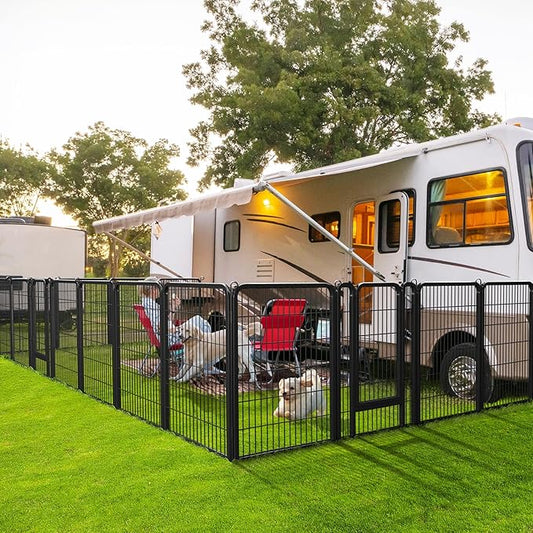 Yaheetech Dog Playpen Outdoor, 40 inch 16 Panels Dog Pen Indoor Heavy Duty Puppy Exercise Pen Metal Pet Fence for RV Camping/Yard/Garden