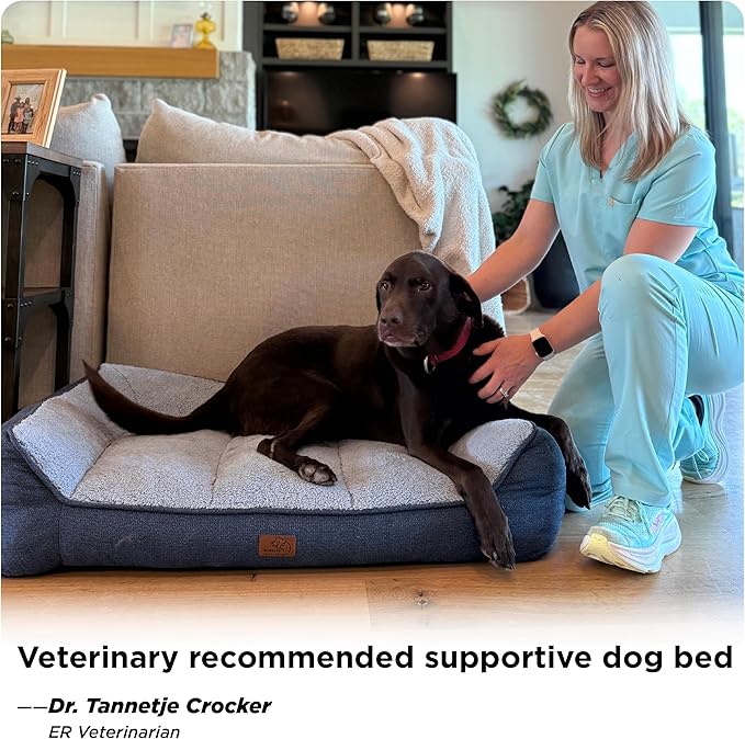 Bedsure XL Plus Orthopedic Dog Beds Large Sized Dog - Extra Thick Supportive Dogs Couch with Waterproof Washable Cover, Jumbo Comfort Pet Bed Sofa with Soft Plush Sherpa and Nonskid Bottom, Brown, 48"