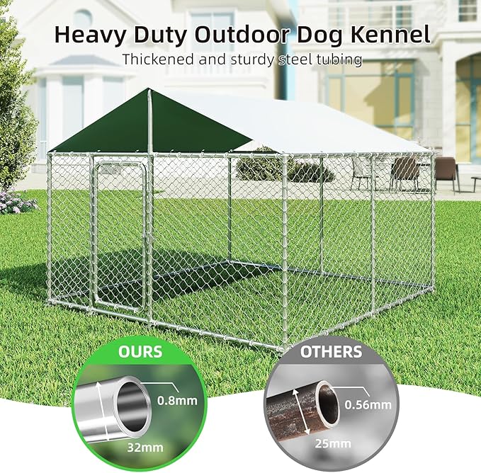 7.8x7.8FT Outdoor Dog Kennel Outside Heavy Duty Dog Enclosure with Waterproof Cover and Security Lock(93x93IN)