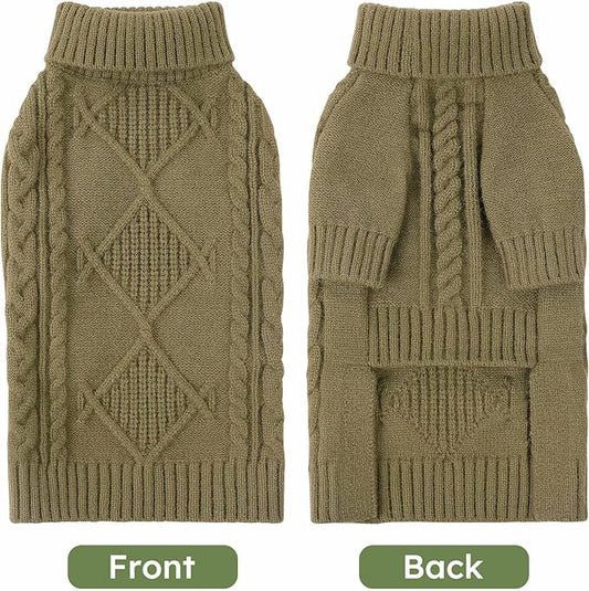 ASENKU Knitted Dog Sweater, Pullover Big Thermal Dog Winter Sweater, Turtleneck Doggy Sweaters for Large Medium Dogs Boy Girl, Warm Pet Sweaters Outfit Border Collie,Pit Bull,Golden Retriever,L