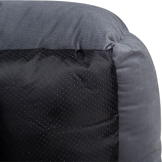 long rich Luxury Embossed Rectangle Micro Mink Dog and Pet Bed, Large, Burn Out Grey by Happycare Textiles, 24"x34"