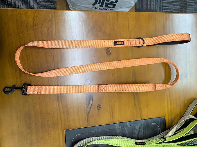 Dog Leash, Heavy Duty Dog Leash, Leashes for Large Breed Dogs ., Double Handle Dog Leash, Reflective Training Lead, Perfect for Medium to Large Dogs(5FT,Orange)