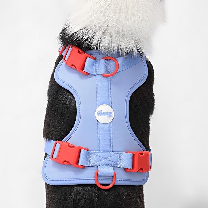 HNS1003E Arlo Large Adjustable Soft Padded No Pull Pet Harness with 3 Buckles and 3 Leash Clips, Sangria