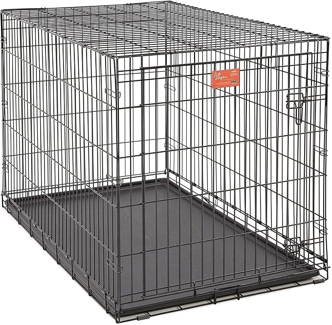 MidWest Homes for Pets XL LifeStages Single Door 48-Inch Folding Dog Crate, Enhanced Security, Includes Leak-Proof Pan, Divider Panel, Handle, Rubber Feet