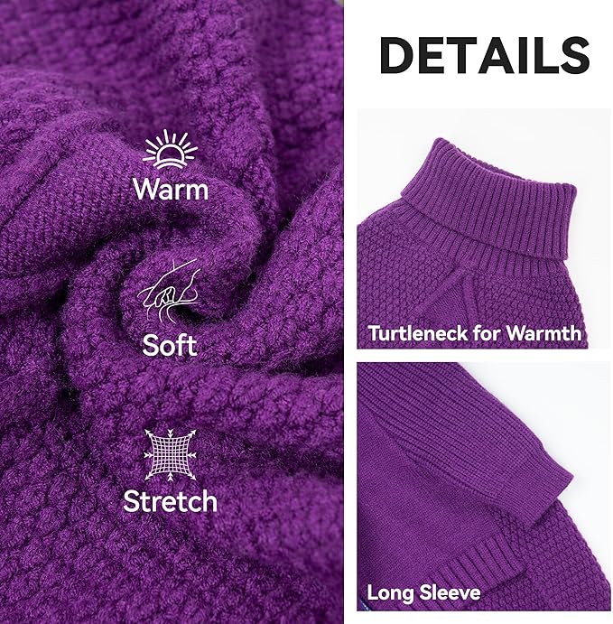 cyeollo 4XL Dog Sweater,Pullover Turtleneck for Large Dogs Classic Knitwear Fall Winter Cold Weather Dog Clothes for Giant Breed Warm Pet Apparel Large Big Dogs Sweaters Male, Purple XXXXL