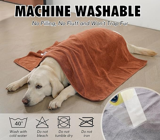 InnoBeta Personalized Dog Towels for Drying Dogs - Pack of 2 - Super Absorbent Soft Microfiber Pet Bath Grooming Towel for Dogs, Monogrammed Initial for Dogs (40 X 23.6 Inches, Grey and Brown) - G