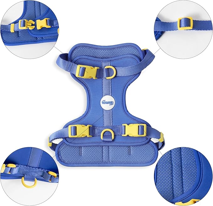 HNS1002C Arlo Medium Adjustable Soft Padded No Pull Pet Harness with 3 Buckles and 3 Leash Clips, Curaçao