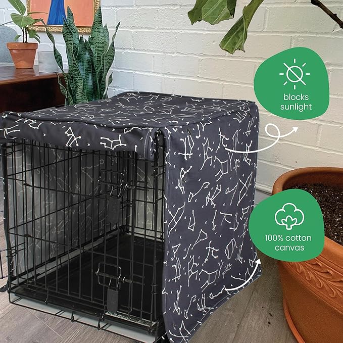 Molly Mutt Rocketman Dog Crate Cover, 100% Cotton Canvas Cover with 2 Roll-Up Panels, Ideal for Dog or Cat Crate, Durable, Washable, and Free of Harmful Chemicals, 36" x 24" x 27"