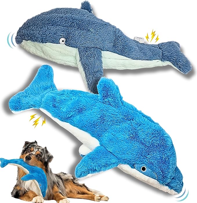 Large Crinkle Dog Toy – No stuffing Squeaky Dog Toy for Small, Medium & Large Breeds, Interactive Tough toy set - Ideal for Chewing, Teething & Fetch, Durable Pet-Safe Materials - Soft Blue Plush
