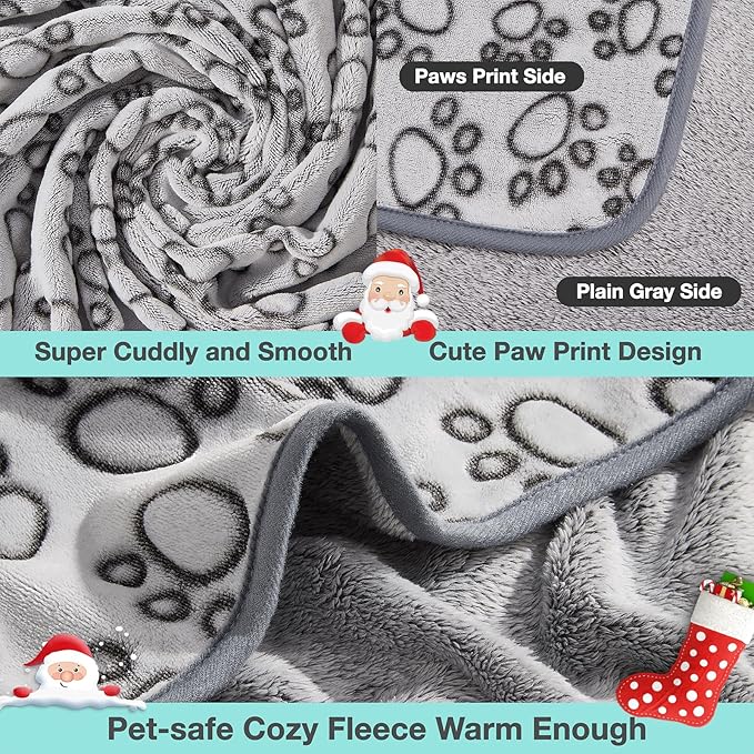 Stuffed® Premium Soft Dog Blanket Washable, 40"x32" Cat Blanket for Indoor Cats Large Medium Small Dog Puppy Essentials (Grey)