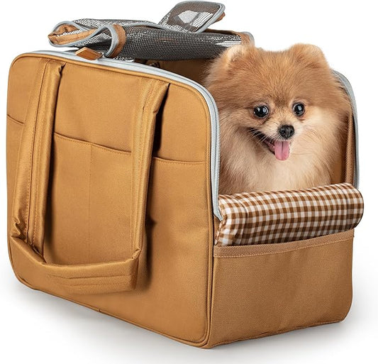 Dog Purse Carrier for Small Dogs – Cotton Padded Interior, Multiple Pockets, Breathable Mesh & Comfortable Strap – Durable Polyester Travel Bag, Lightweight Cat Carrier - Versatile Small Pet Bag