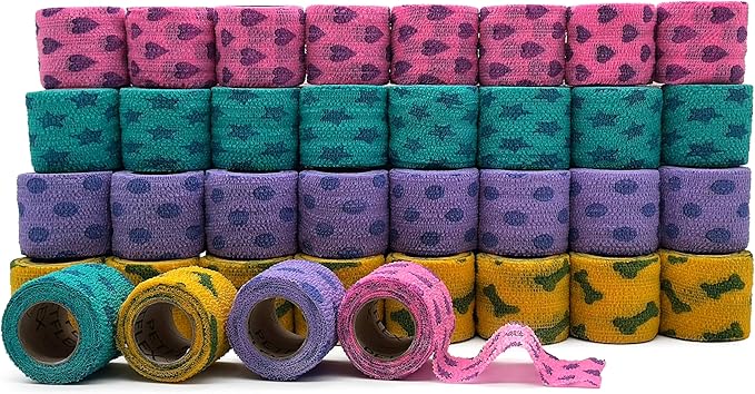 Petflex Pet Pack – Flexible Self-Adhesive Bandage for Wound Care – First Aid Wrap for Small Animals Like Dogs, Cats, & Other House Pets - 2 inch, 36 Rolls