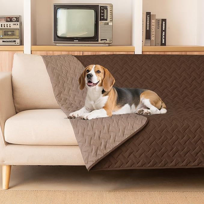gogobunny 100% Double Sided Waterproof Dog Blanket Soft Pet Bed Cover Reversible Protect Furniture Couch Sofa Car for Puppy Cat Kids (Dark Chocolate/Light Chocolate, 68x82 Inch (Pack of 1))