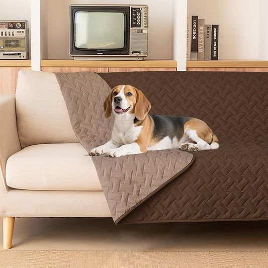 gogobunny 100% Double Sided Waterproof Dog Blanket Soft Pet Bed Cover Reversible Protect Furniture Couch Sofa Car for Puppy Cat Kids (Dark Chocolate/Light Chocolate, 82x82 Inch (Pack of 1))