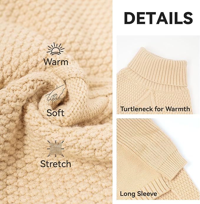 cyeollo 4XL Dog Sweater,Pullover Turtleneck for Giant Dogs Classic Knitwear Fall Winter Cold Weather Dog Clothes Warm Pet Apparel Large Big Dogs Sweaters Male&Female, Beige XXXXL