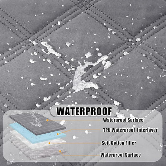 Smiry Waterproof Dog Bed Cover Blanket 40x80, Soft Reversible Pet Blanket, Washable Leakproof Cats Dogs Couch Cover for Sofa, Couch, Furniture, Lattice, Grey/Light Grey