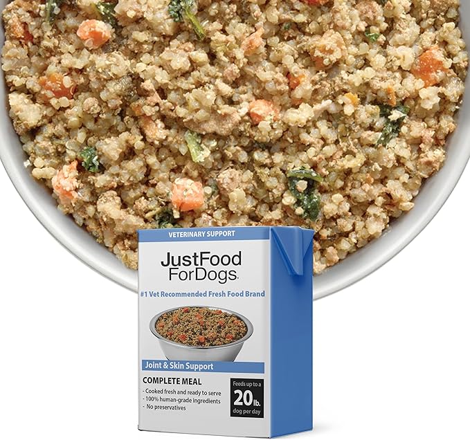 JustFoodForDogs Pantry Fresh Wet Dog Food, Complete Meal or Dog Food Topper, for Joint Health, Skin Health, Allergies, Joint & Skin Support, Pork & Quinoa - 12.5 oz (Pack of 12)
