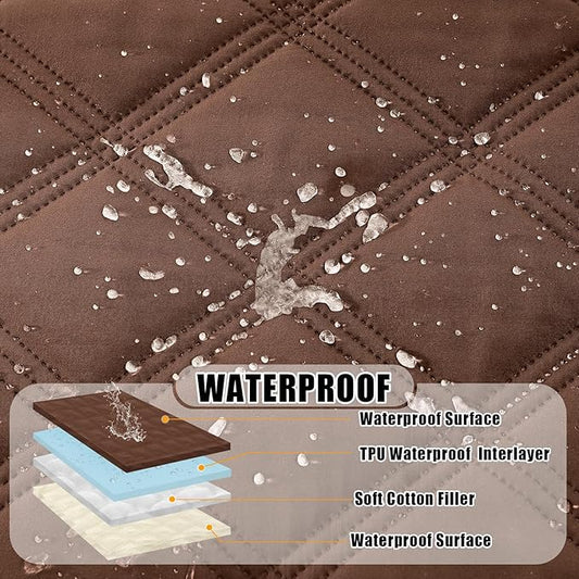 Smiry Waterproof Dog Bed Cover Blanket 52x82, Soft Reversible Pet Blanket, Washable Leakproof Cats Dogs Couch Cover for Sofa, Couch, Furniture, Lattice, Brown/Beige