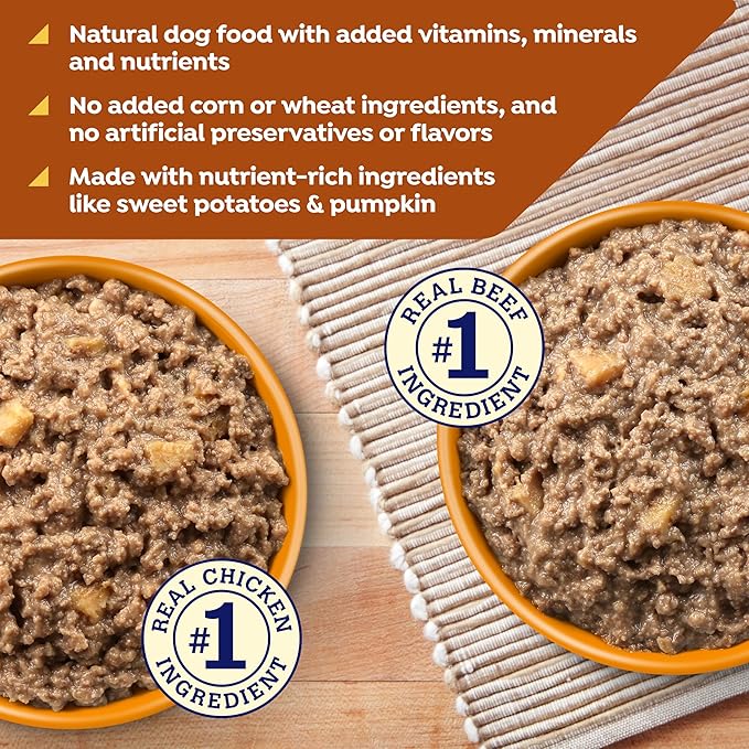 Nature's Recipe Grain Free Wet Dog Food Paté Variety Pack Chicken and Beef Recipes with Sweet Potato & Pumpkin, 13oz. Cans (Pack of 12 Cans)