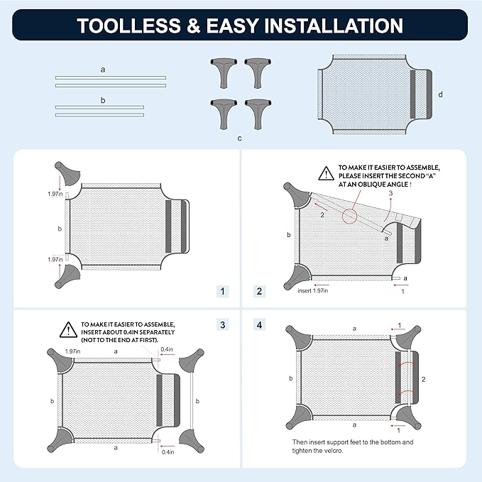 Elevated Dog Bed for Large Dogs, Easy to Assemble Durable Raised Dog Cot with Aluminum Alloy Frame, Breathable Mesh (Dark Grey)