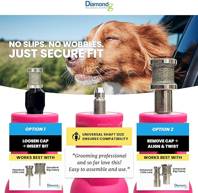 Diamondg Cordless Dog Nail Grinder with Quiet Sound & LED Tip for Large & Small Dogs, 4hrs. Runtime - Electric Dog Nail Trimmer, Heavy Duty Rotary Tool Alternative to Toenail Clippers & Filers